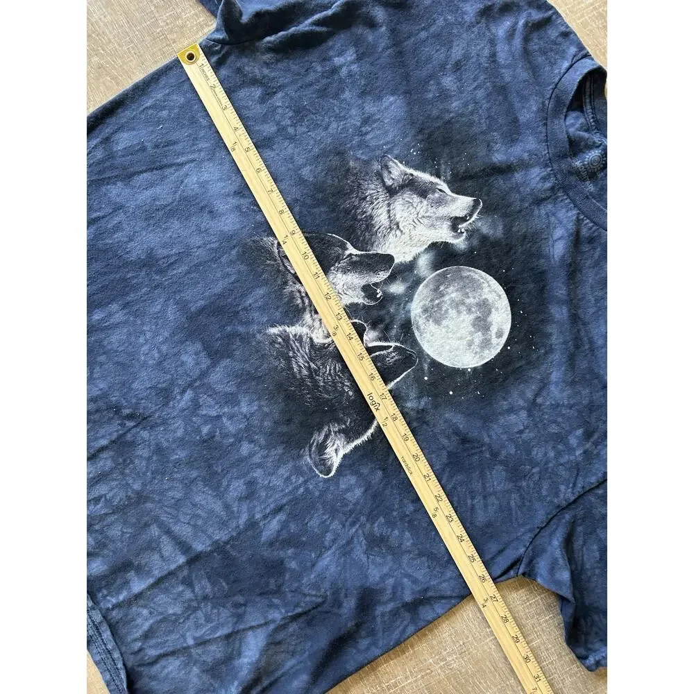 Vintage Wolf Graphic T Shirt Mens 3XL Blue Moon Nature Animal Y2K Streetwear